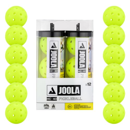 JOOLA HC-40 Hardcourt Pickleball Balls with Storage Tube - USAP Approved Balls for Tournament Play - 3 Pack or 12 Pack Option - Durable Pickleballs for Indoor Play & Outdoor Courts