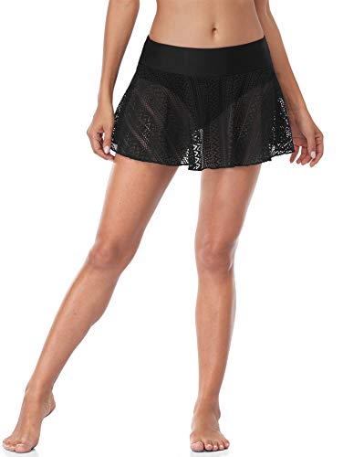 beautyin Women Swim Skirt Tummy Control Bikini Swim Skirt Tankini Bottom Black S