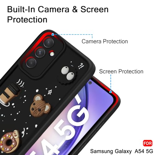 Image of TheGiftKart Back Cover Case for Samsung Galaxy A54 5G | Cute Fun Cartoon 3D Bear Coffee Case | Full Camera Protection | Shockproof Back Cover Case for Samsung Galaxy A54 5G (Silicone, Black)
