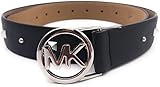 Michael Kors 556230C Black Saffiano Leather Silver Hardware Studded Women's Belt (M)