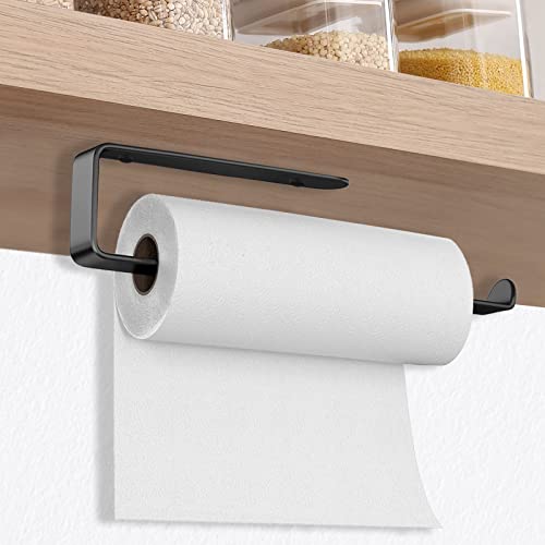 Küchenrollenhalter Schwarz, FlyWave® Küchenrollenhalter Ohne Bohren, Selbstklebend Praktisch Halter Küchenrolle, Küchenrollenhalter für KüChe Aufbewahrung Organisation Cover