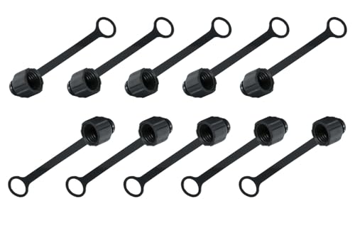 10Pcs M12 Connector Dust Cover, M12 Socket Panel Mount Dust Thread Cap Plastic Screw Caps, Screw Waterproof Lid Plug Protection Cap for Panel-Mount Sockets for Panel-Mount Plugs (Male)