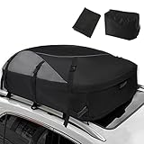 SUNPIE Car Roof Top Cargo Carrier Bag with Anti-Slip Mat, Upgrade 20 Cubic Waterproof Luggage Bag SUV Soft-Shell Roof Rack Cargo Carrier for Cars with/Without Racks- Waterproof & Coated Zippers