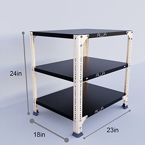Image of ALIJA️ Slotted Angle Metal Rack (2 x 2 x 1.5 Ft. / 24 x 23 x 18 Inch) with 3 Shelves (Ivory Angle Black Shelves, 22 Gauge Shelves, 16 Gauge Angle)
