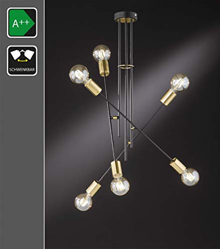 Preisvergleich Produktbild Wofi Deckenleuchte TANIL 6-flammig Schwarz / Gold 9565.06.46.8200