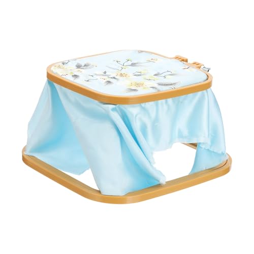 Image of PATIKIL 7.1 inch x 6.7 inch Square Embroidery Hoop Stand, Adjustable ABS Plastic Cross Stitch Stand Hands-Free 2-Tier Embroidery Hoop Holder Punch Needle Frame for Sewing Arts Needlework, Khaki