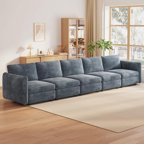 Guyii Sofá esquinero modular de 5 plazas, Gran sofá de tela para salón, Sofás y sillones para sala de estar, Sofá cómodo con taburete, Sofá moderno para sala de estar (5 asientos)