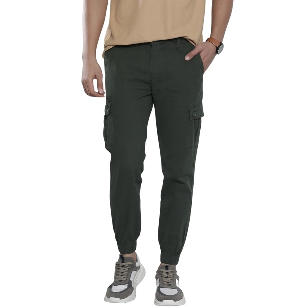 the indian garage co Men's Slim Fit Mid Rise Cargo Pant-picture-53