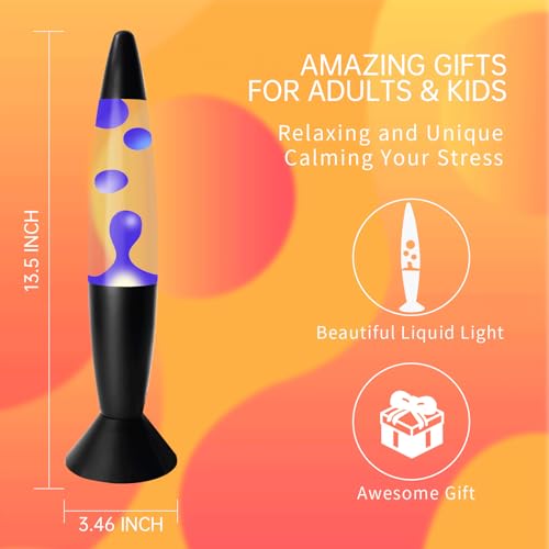 Image of 14 Inch Blue Magma Lamp, Liquid Motion Lamps Night Light Home Decor Living Room Office Bedroom Lamp for Adults, Teens, Black