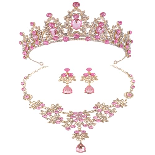 Collar de novia y pendientes de diamante con diadema de alta pedrería