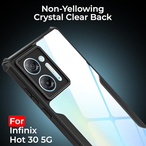 Image of A rtistque Clear Hard Transparent Acrylic Armor Anti-Drop Shockproof TPU Edge Back Cover Case for Infinix Hot 30 - Black