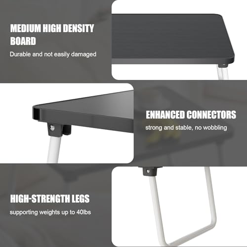 Image of Foldable Lap Desk, Laptop Stand Bed Table Tray for Couch | Portable Breakfast Serving Tray, Lightweight Mini Lap Table, Works Great as Tablet Desk for Working, Reading & Writing, Black