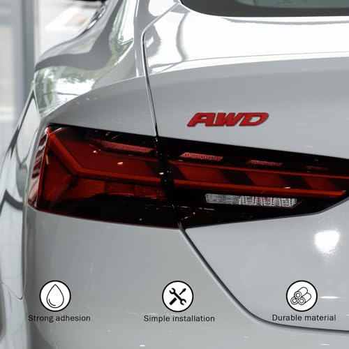 Image of Universal 4X4 Emblem Badge 3D Logo, Emblem Sticker, 3D Fender Badge Decal Car Sticker, Full Coverage Adhesive Replacement Compatible with Toyota 4Run, Tun Truck Pickup Model (AWD, Red)