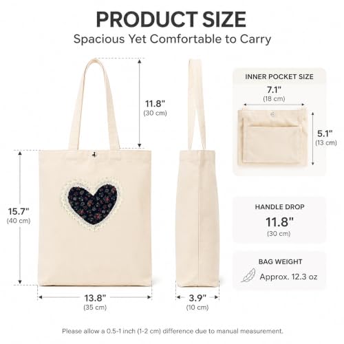 Image of Christian Tote Bag Gift for Women, Canvas Bible Bag Handmade Floral Cross