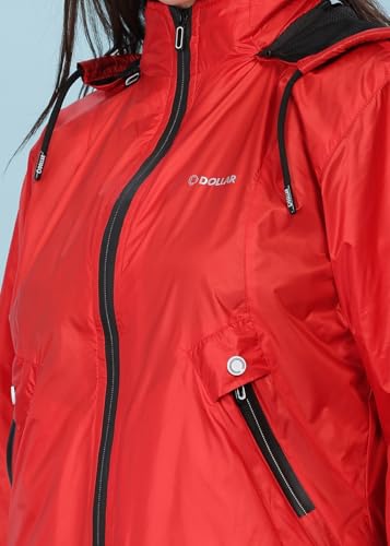 Image of Dollar Women's Polyester Solid Windcheater Jacket With Zipper Pockets and Detachable Hood