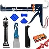 Caulk Gun Kit, Smooth Silicone Caulking Gun and Caulk Remover Tool, Sealant Finishing Tool Grout Scraper for Kitchen Bathroom Window Sink Joint, All in One with Gift Box