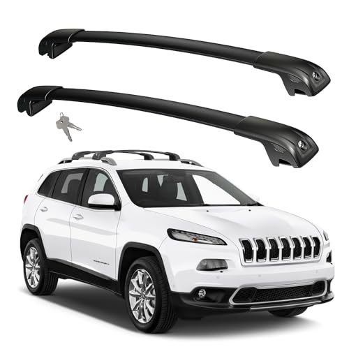 Soruci 300lbs Roof Rack Cross Bars Compatible with Jeep Cherokee 2014-2023 (Not for Jeep Grand Cherokee), Aluminum Lockable Car Roof Rails Crossbar for Rooftop Cargo Luggage Kayak Canoe Bike Snowboard