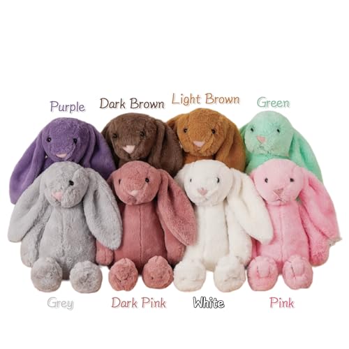 Image of Dyoart Personalized Easter Bunny Rabbit, Custom Name Monogrammed Embroidered Bunny, Fluffy Rabbit with Long Ears,Plush Bunny Toy, Gift for Baby Kids(11.8inches)