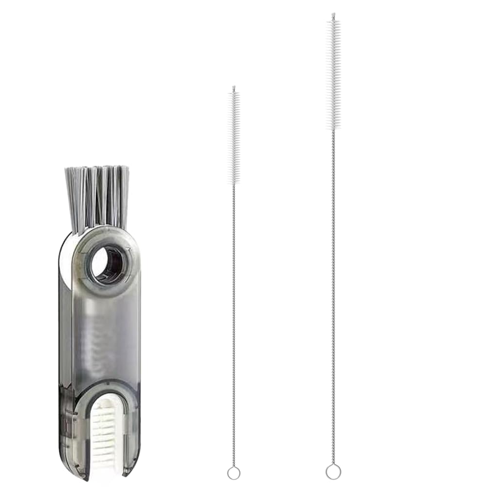 3-in-1 Cup Lid Crevice Cleaning Brush - 1 Pcs, 2 Pcs Straw Brushes, Multifunctional Detail Brush for Cup Lids, Straws, Test Tubes