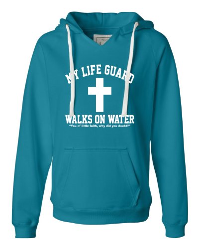 Small Turqberry Womens My Life Guard Walks On Water Christian Easter Religious Facebook Deluxe Soft Fashion Hooded Sweatshirt Hoodie