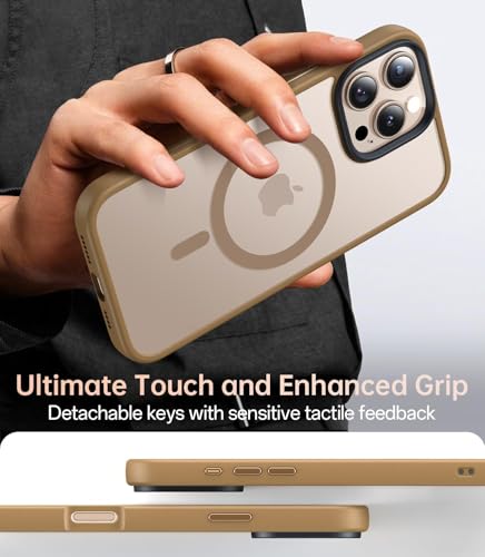 Image of Elzzi Magnetic Compatible with iPhone 16 Pro Max Case (Compatible with MagSafe) Translucent Shockproof, Anti-Fingerprint Phone Case, Desert