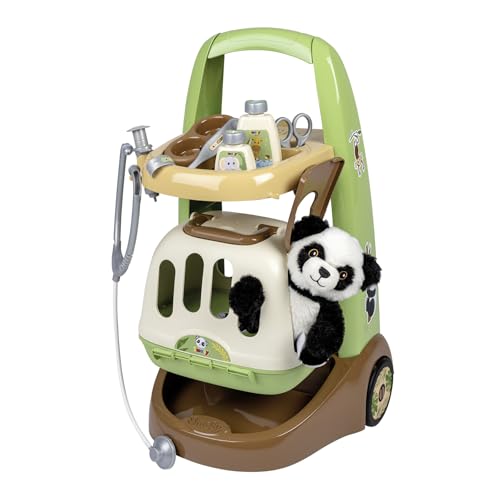 Smoby - Chariot Vétérinaire - 1 Peluche Panda + Mallette - 10 Accessoires - Seringue, Paire de Ciseaux, Flacons et Autres - A Partir de 3 Ans - Fabrication...