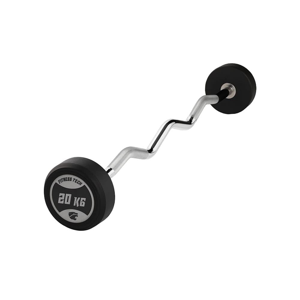 Barra Fija Curva Fitness Tech 10–45 kg – Barra Montada Ergonómica 30 mm – Entrenamiento de Fuerza, Bíceps y Tríceps – Home Gym y Gimnasio Profesional