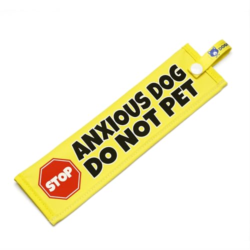 dogkit Anxious Dog Do Not Pet Sleeve for Reactive Nervous Dogs Reflective Waterproof Double Sided Slip-on for the Dog Lead (Yellow Stop Sign)