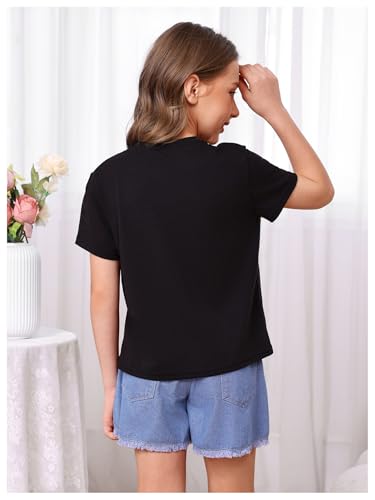 Image of WDIRARA Girl's Leopard Graphic T Shirt Crew Neck Short Sleeve Tee Shirts Cute Tops