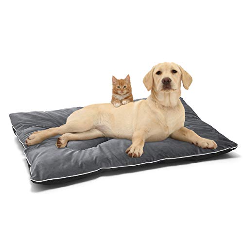 AIPERRO Dog Bed Anti Slip Crate Pad Comfortable Velvet Pet Mattress Kennel Sleeping Pad Washable for Large Medium Small Dogs and Cats,Grey, 42