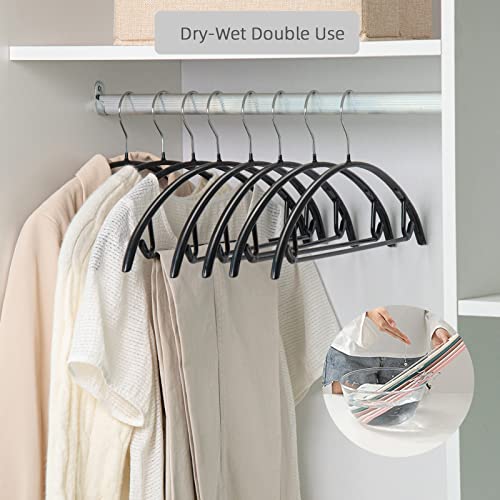 Nature Smile 20 Pack Non Slip Suit Hanger,Coat Jacket Hangers,Sweater Hangers,Pvc Coating Metal Hangers For Pants,Shawls,Belts,Bras - Dimple & Crease Free T Shirt Hangers,Black Color… #TOP5