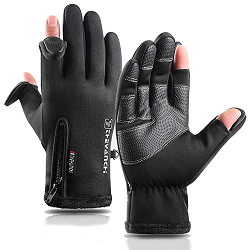 Handschuhe Herren Damen,Fahrradhandschuhe,Touchscreen Warm Handschuhe Winterhandschuhe Laufhandschuhe Skihandschuhe Sporthandschuhe Unisex,Wasserdicht,Schwarz,Winddicht rutschfest Cover