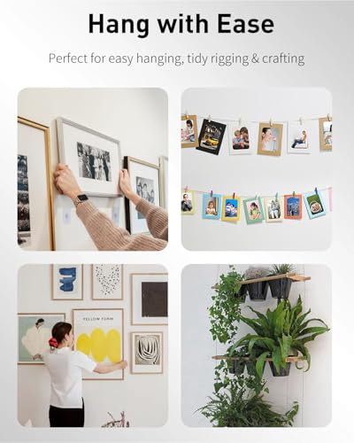 Image of Uniclife Picture Hanging Wire, 330 Feet 1 /32 inch Picture Wire Kit with D-Ring Hangers, Stainless Steel Wire Rope for up to 110 lbs, Trellis Wire Cable for Pictures Photo Frames and String Lights