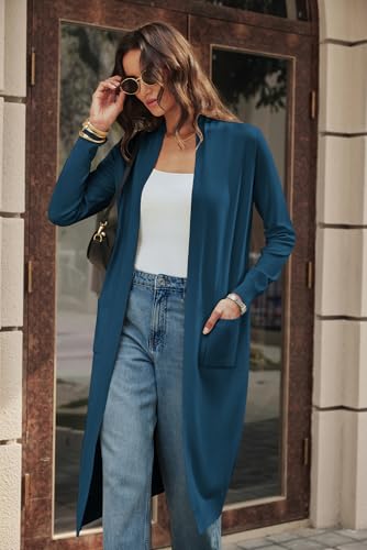 Image of GRACE KARIN Essential Solid Open Front Maxi Long Knitted Cardigan Sweater for Women