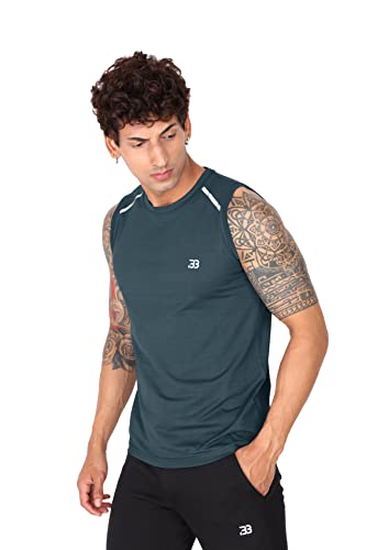 Image of Big Button Mens Dry Fit Stretchable Cut Sleeves Sports Tshirt Tank Top
