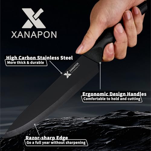 50% Off XANAPON 19-Piece Kitchen Knife Set with Built-in Sharpener