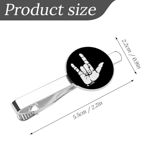 ASL American Sign Language I Love You Tie Clips for Men Silver Necktie Tie Bar Pinch Clips for Wedding Anniversary Business2