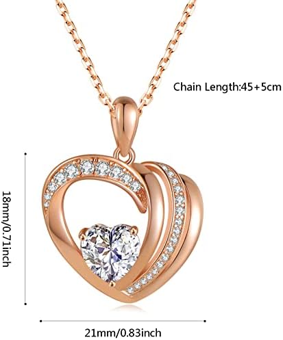 PHNIBIRD Heart Necklaces for Women 925 Sterling Silver Necklace Guardian Love Angel Wings Pendant Necklace Jewellery Gifts for Women Anniversary Birthday Valentines Mothers Day Gifts