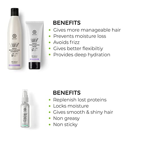 Image of Brillare Professional Heavy Moisturising Shampoo, Hair Mask & Classic Hair Serum, Deeply Nourishes, Repairs & Smoothens Hair, Shampoo 300ml + Mask 125g + Serum 100ml