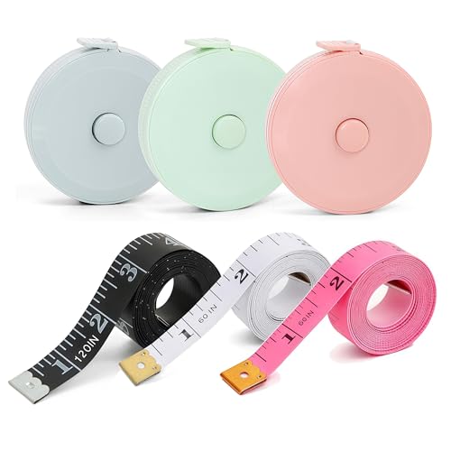 6 Pack Tape Measure Body Measuring Tape 60-inch and 120-inch Soft Tape Measure Retractable Dual Sided Flexible Ruler for Craft Fabric Sewing Tailor Cloth Knitting