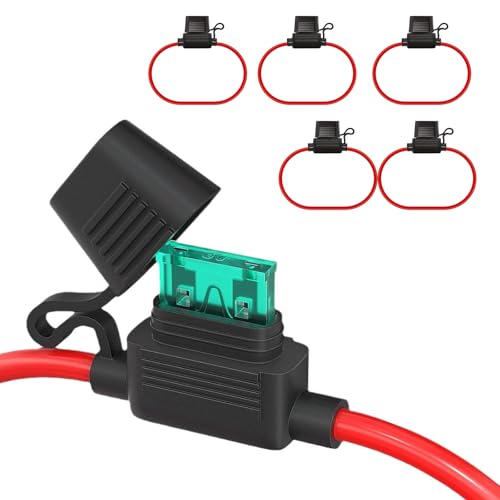 16AWG Porta Fusibili Medio Lama Infilabile Impermeabile Con Filo, 5 Pezzi Porta Fusibili Per Auto Con Fili Con Copertura Antipolvere, Per Automobile, Camion, Moto, Barca