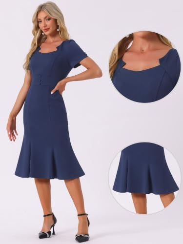 Image of Allegra K Vintage 50s Dress for Women's Retro Cocktail Work Mermaid Midi Dress