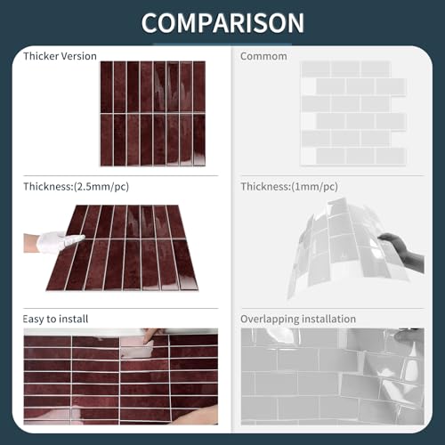 Image of Pack of 10 Upgrade Thicker Tile Stickers Adhesive Tiles Wall Tiles