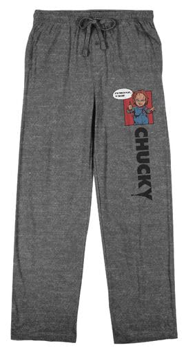 Bioworld Chucky Franchise Cartoon Character Men's Heather Gray Sleep Pants