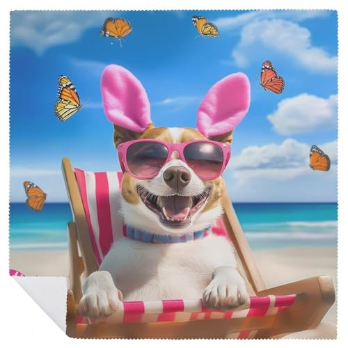 Servilletas de tela reutilizables y suaves con estampado cuadrado de Pascua 7