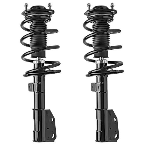 Image of Detroit Axle - 2 Front Struts for Buick 08-12 Enclave Chevy 09-12 Traverse 07-12 GMC Acadia 07-10 Saturn Outlook, 2pc Struts w /Coil Spring 2007 2008 2009 2010 2011 2012 Replacement Strut Shock