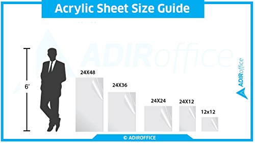 Image of AdirOffice Acrylic Plexiglass Sheet 12''x12'' 1 /8th Thick - Durable, Water Resistant & Weatherproof - Multipurpose & Ideal for Countless Uses - 3 Pack, Black