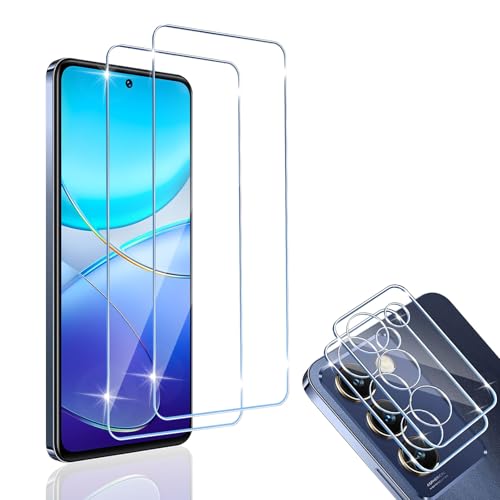 Screen Protector Compatibile con VIVO V40 SE 5G 2 Pezzi Vetro Temperato + 2 Pellicola Fotocamera Senza Bolle Anti Graffio 9H Durezza Protettiva