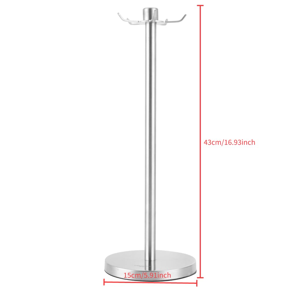 Soporte para utensilios de cocina de acero inoxidable, estante giratorio de 360 ​​grados con 5 ganchos, estante de almacenamiento para utensilios de cocina, espátula,