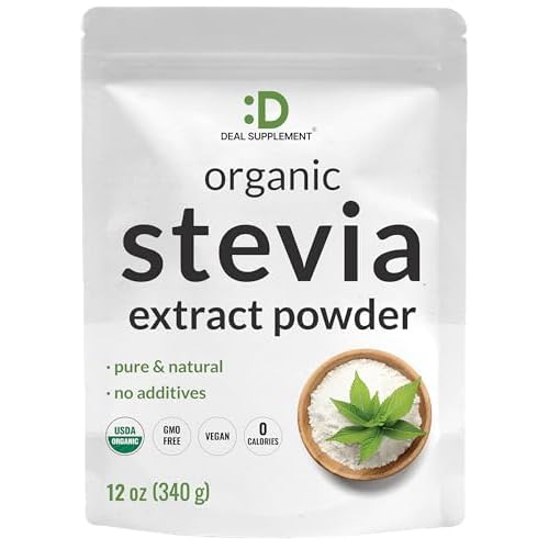 Organic Stevia Extract Powder, 12oz – Natural Sweetener & Sugar Substitute – Pure Stevia Leaf – Great for Cooking, Baking, or Drinks – No Eryt